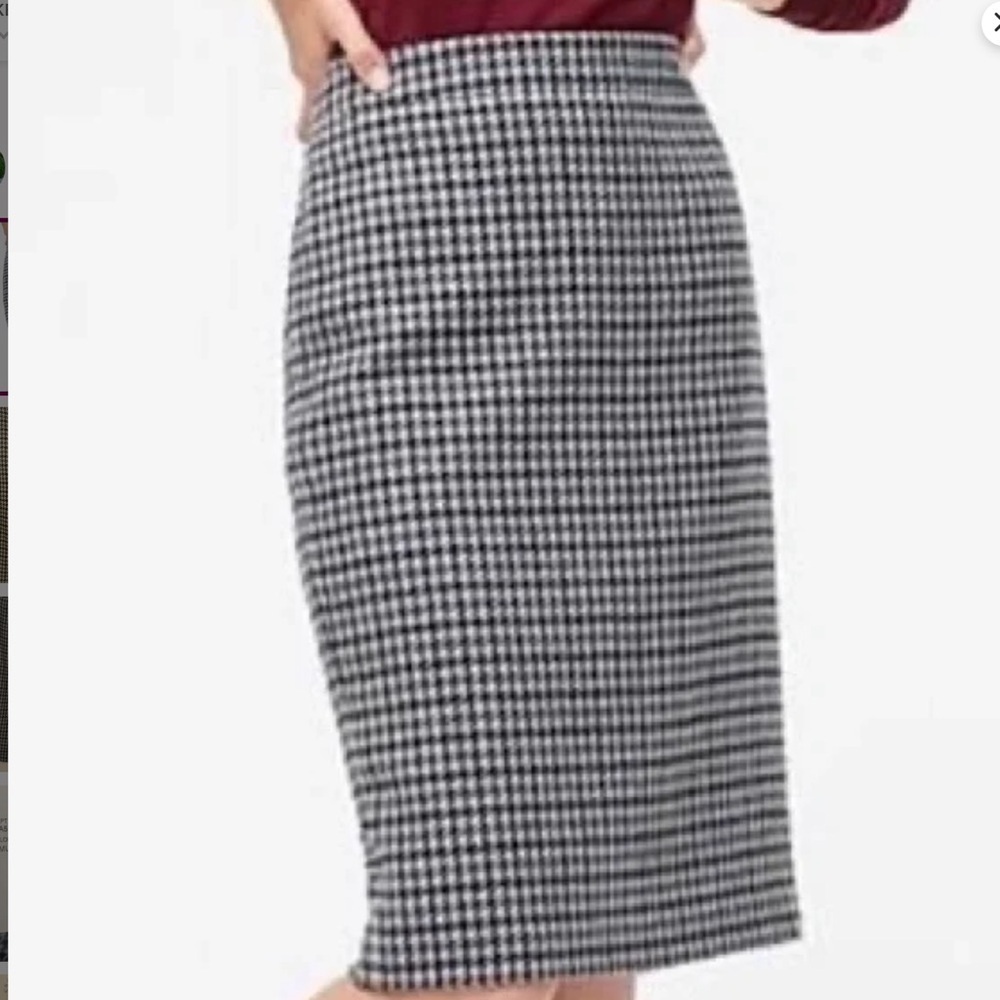 J Crew Wool Blend Houndstooth Pencil Skirt Gray Black Size 2 NWT